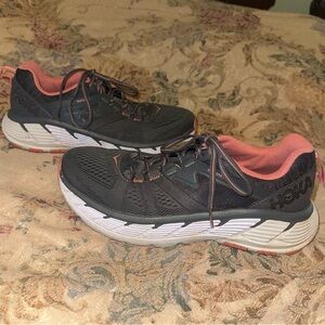 Hoka One One Gaviota 2 Gray Dark Shadow Lantana Pink Road Running Shoes Size 9.5